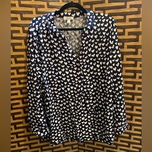 COMO BLU blue white hearts blouse women’s 3x plus